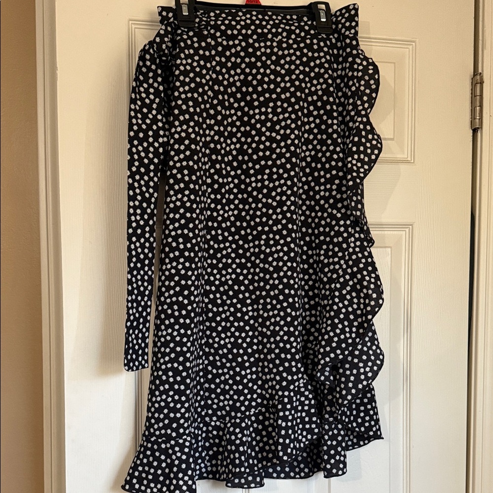 Polka Dot Ruffle Skirt - Black and White